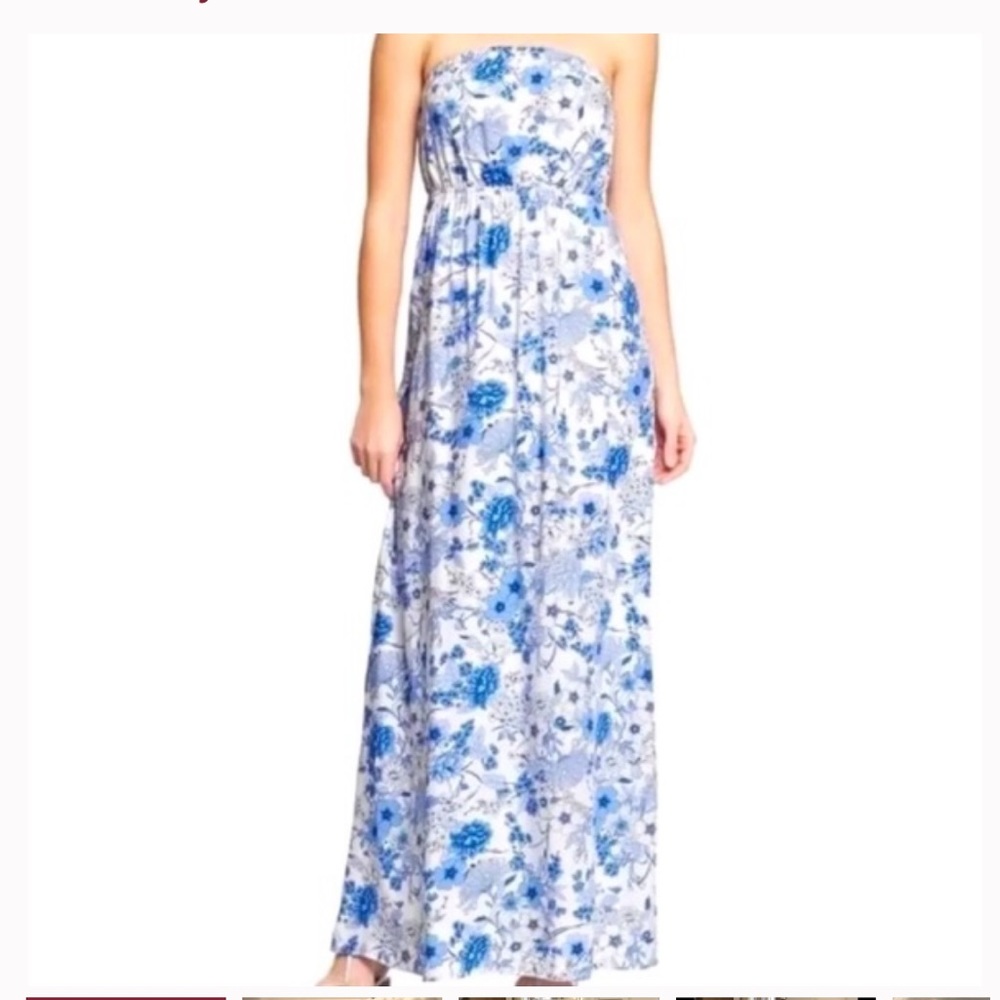 Old Navy White-Blue Floral Maxi Dress - S